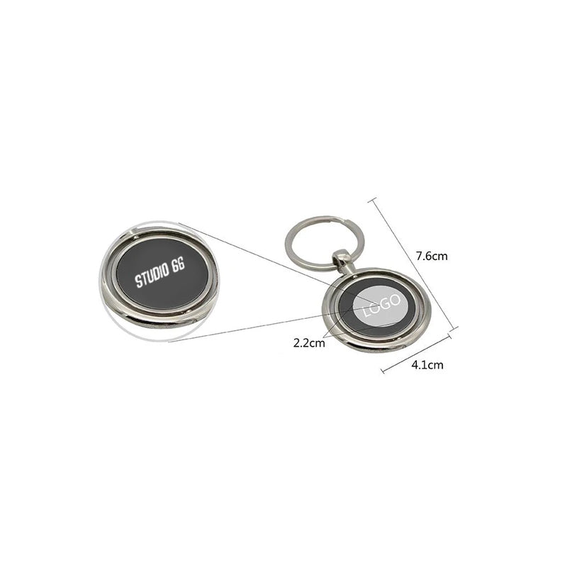 ROUND ZINC ALLOY KEYCHAIN WITH ROTATING PLATE