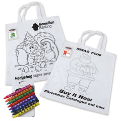 HWB137 - Colouring Short Handle Cotton Bag & Crayons
