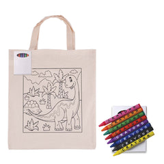 HWB136 - Colouring Short Handle Calico Bag & Crayons