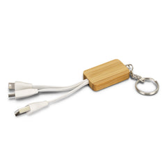 HWE100 - Bamboo Charging Cable Key Ring - Rectangle