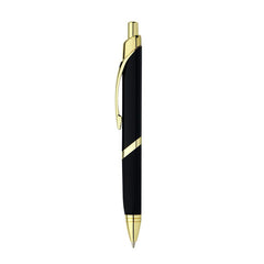 Slalom Pen by Happyway Promotions Australia: Triangle shaped full metal pen in Black colour with GOLD chrome fittings