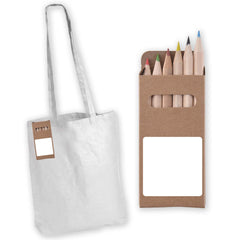 HWB135 - Colouring Long Handle Cotton Bag & Pencils