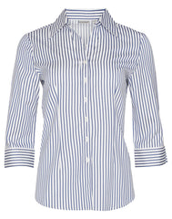 HWA88 - Women's Executive Sateen Stripe 3/4 Sleeve Shirt