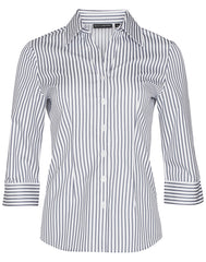 HWA88 - Women's Executive Sateen Stripe 3/4 Sleeve Shirt