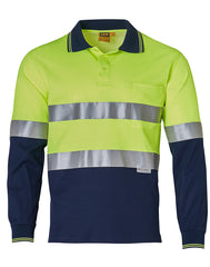 HWA58 - Hi Vis Polo Long Sleeve With 3M Reflective Tape