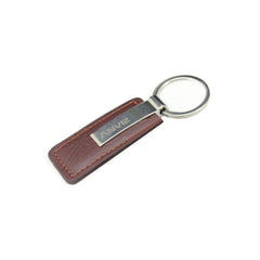 HK20 - RECTANGULAR METAL AND LEATHER KEYCHAIN