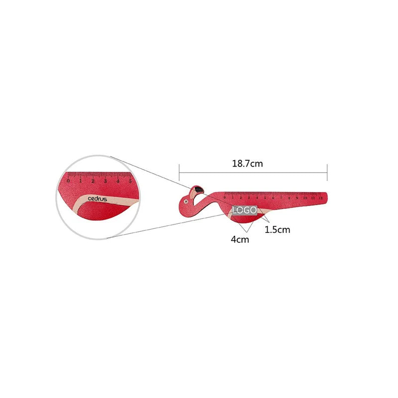 Flamingo-Shaped 12cm Wooden Ruler