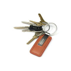 HK20 - RECTANGULAR METAL AND LEATHER KEYCHAIN