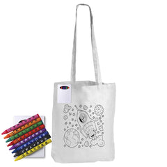 HWB134 - Colouring Long Handle Cotton Bag & Crayons
