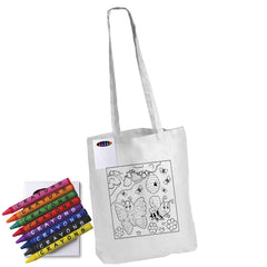 HWB134 - Colouring Long Handle Cotton Bag & Crayons