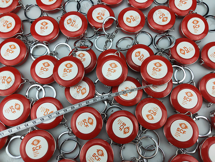 Promotional MINI ROUND KEYCHAIN WITH TAPE MEASURE